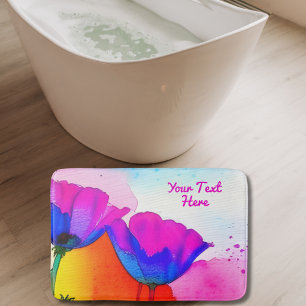 Aquarellfarben California Poppy Pink Blau Badematte