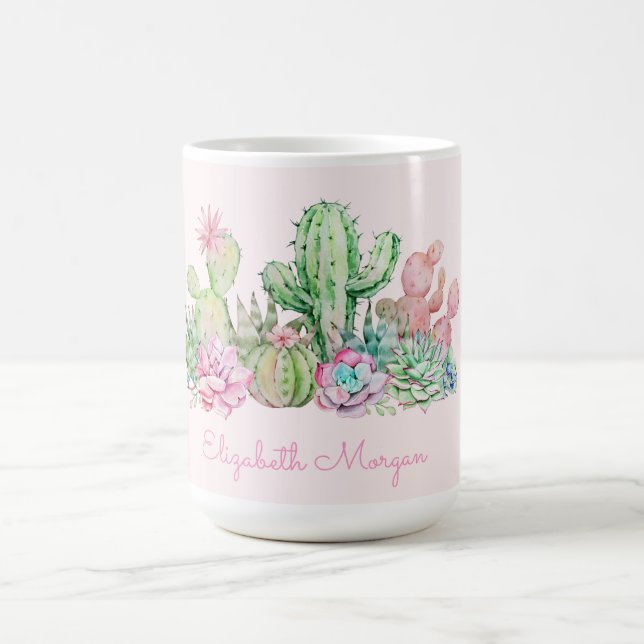 Aquarellfarben-Chic-Sukkulturen Kaffeetasse (Mittel)