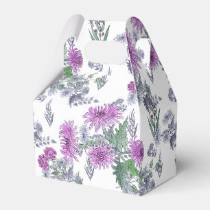 Aquarellfarben Chrysanthemum Rosa kleine Blume grü Geschenkschachtel