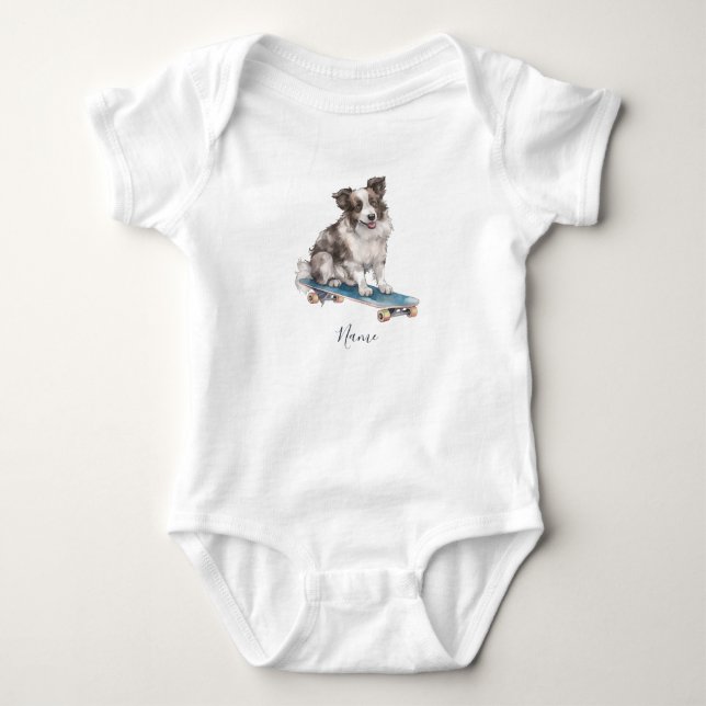 Aquarellfarben - Collie Baby Bodysuit Baby Strampler (Vorderseite)