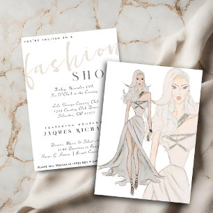 Aquarellfarben Couture Fashion Show Einladung