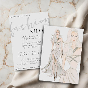 Aquarellfarben Couture Fashion Show Einladung