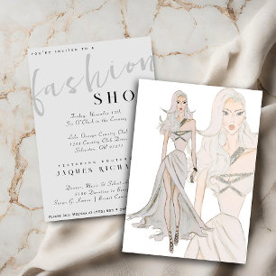 Aquarellfarben Couture Fashion Show Einladung