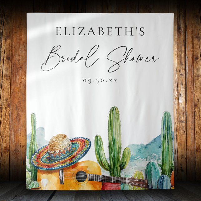 Aquarellfarben - Das mexikanische Fiesta Brautpart Wandteppich (Watercolor Mexican Fiesta Bridal Shower Backdrop)