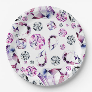 Aquarellfarben Diamant Edelsteine Party Papier Tel Pappteller
