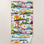 Aquarellfarben Dinosaurier Bau Kinder Niedlich Strandtuch<br><div class="desc">Wasserfarben Dinosaurierbau Kinder Niedliches Muster. Fun Dinosaurier machen Roadwork.</div>