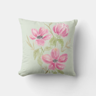 Aquarellfarben, dreifach rosa Blüten Kissen