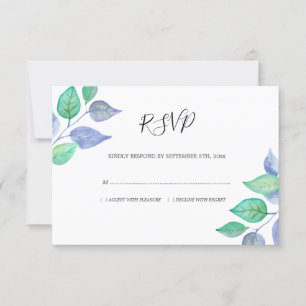Aquarellfarben, dunkelblaue Blätter Foliage RSVP Karte