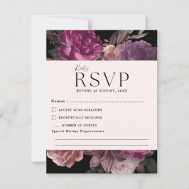 Aquarellfarben dunkle Stimmung romantische Hochzei RSVP Karte