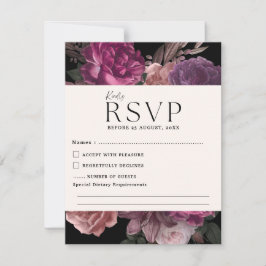 Aquarellfarben dunkle Stimmung romantische Hochzei RSVP Karte