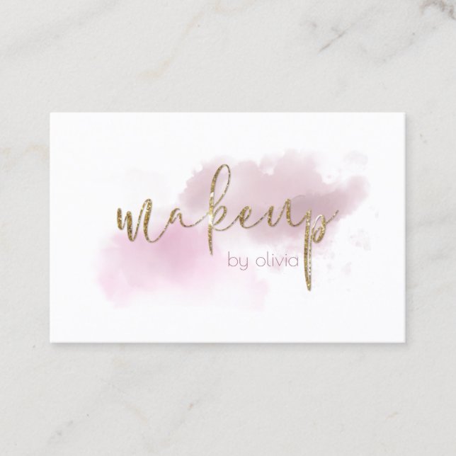 Aquarellfarben-Dusty-Mauve-Blush-Makeup Visitenkarte (Vorderseite)