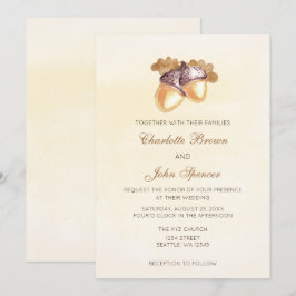 Aquarellfarben Eiche Blätter Hochzeit im Herbst Einladung