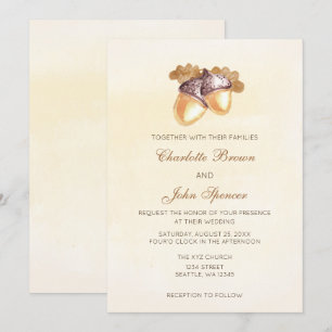 Aquarellfarben Eiche Blätter Hochzeit im Herbst Einladung