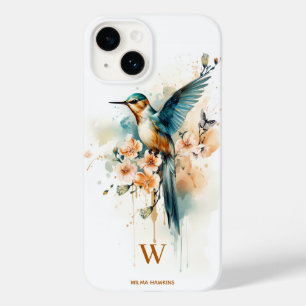 Aquarellfarben Elegantes Hummingbird Monogramm mit Case-Mate iPhone 14 Hülle