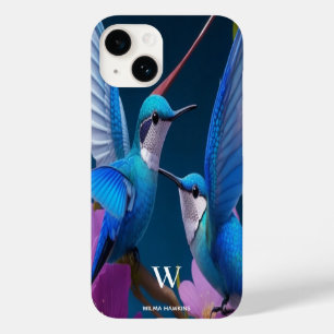 Aquarellfarben Elegantes Hummingbird Monogramm mit Case-Mate iPhone 14 Hülle