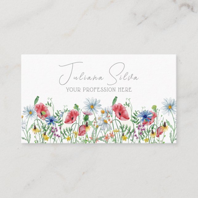 Aquarellfarben Elegantes Illustratives Floral mit  Visitenkarte (Vorderseite)