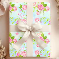 Aquarellfarben - Englisch Rose floral auf blau