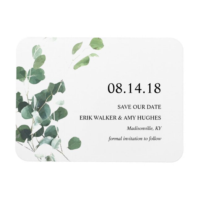 Aquarellfarben-Eukalyptus-Blätter speichern den Da Magnet (Horizontal)