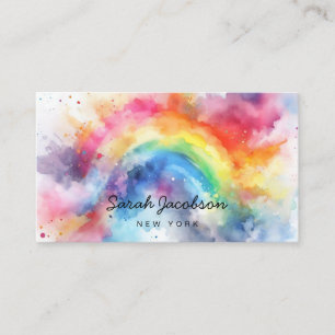 Aquarellfarben-Explosion Regenbogenfarben Visitenkarte