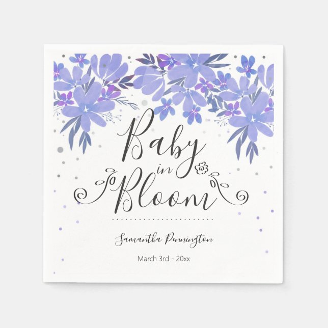 Aquarellfarben Extravagantes Drehbuch Baby in Bloo Serviette (Vorderseite)
