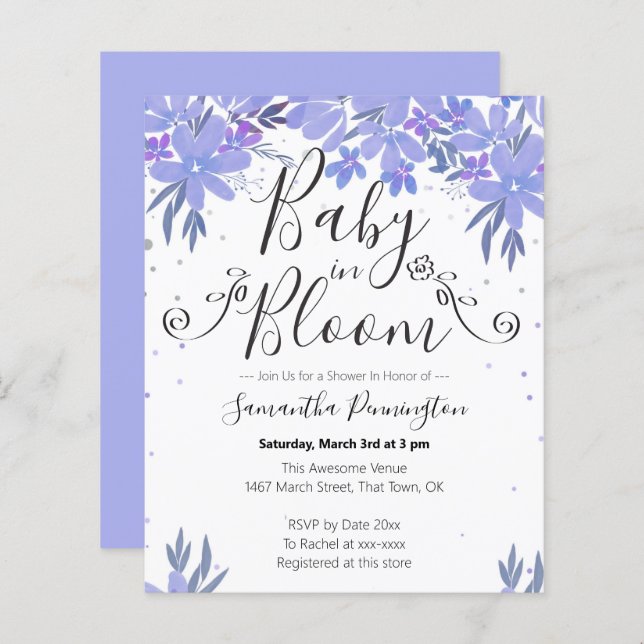 Aquarellfarben Extravagantes Script Baby in Bloom  (Vorne/Hinten)
