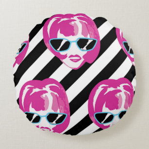 Aquarellfarben Fashion Girls Faces Muster Rundes Kissen