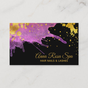 ** Aquarellfarben Fett Glam Abstrakt Pink Gold Lux Visitenkarte
