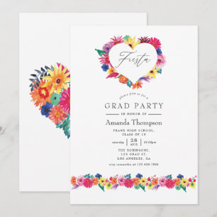 Aquarellfarben-Fiesta-Graduierungsparty Einladung