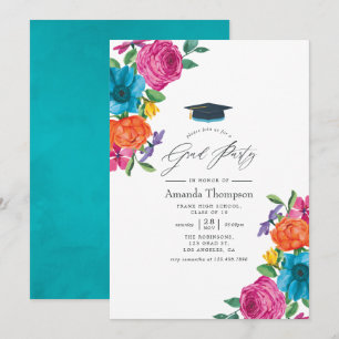 Aquarellfarben-Fiesta-Graduierungsparty Einladung