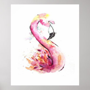 Aquarellfarben Flamingo Funny Flaming Poster