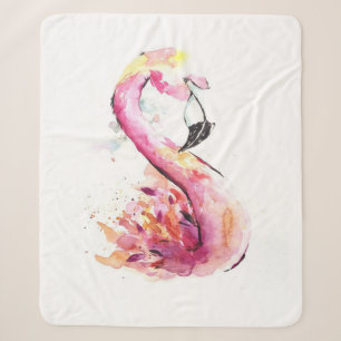 Aquarellfarben Flamingo   Funny Flaming Sherpadecke