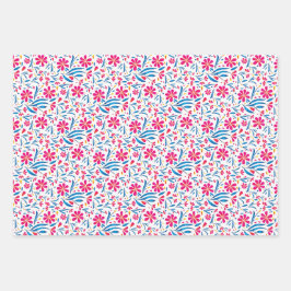 Aquarellfarben Flora-Muster Geschenkpapier Set