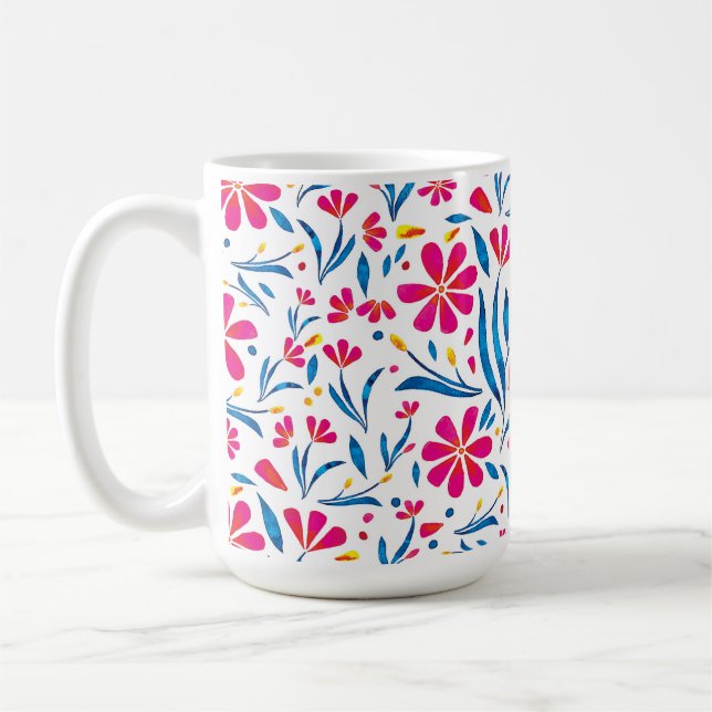 Aquarellfarben Flora-Muster Kaffeetasse (Links)