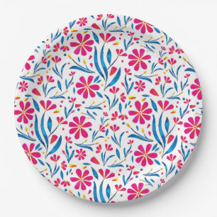 Aquarellfarben Flora-Muster Pappteller