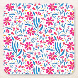 Aquarellfarben Flora-Muster Rechteckiger Pappuntersetzer