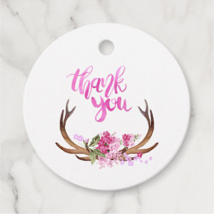Aquarellfarben Floral Antlers Vielen Dank Geschenkanhänger