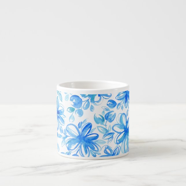 Aquarellfarben Floral Chintz Niedliches Muster Espressotasse (Vorderseite)