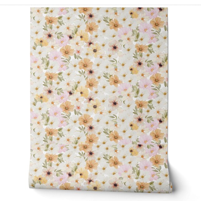 Aquarellfarben Floral Print Textrahieren Tapeten (Abrollen)