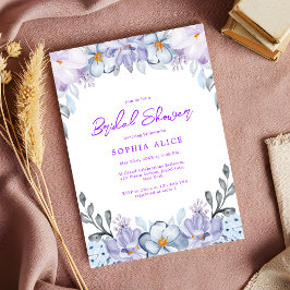 Aquarellfarben Floral Romantisches Lila Brautparty Einladung