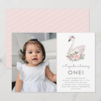 Aquarellfarben Floral Swan Princess Birthday Foto