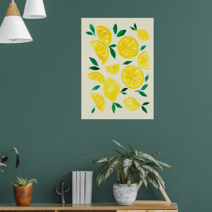Aquarellfarben - gelb und grün poster