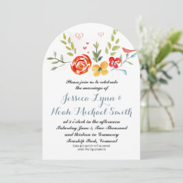 Aquarellfarben Gelbkorallenblau Blaue Hochzeit Einladung