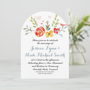 Aquarellfarben Gelbkorallenblau Blaue Hochzeit Einladung