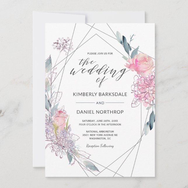 Aquarellfarben Geometrische Hochzeitseinladung Einladung (Vorderseite)