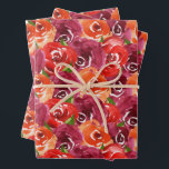 Aquarellfarben Geschenkpapier Set<br><div class="desc">Drei Blätter Packpapier mit schönen, hellen Aquarellfarben Blume in Rot, Orange, lila dunkler Farbe und grünen Blätter. PASSENDE Artikel in unserem Geschäft.</div>