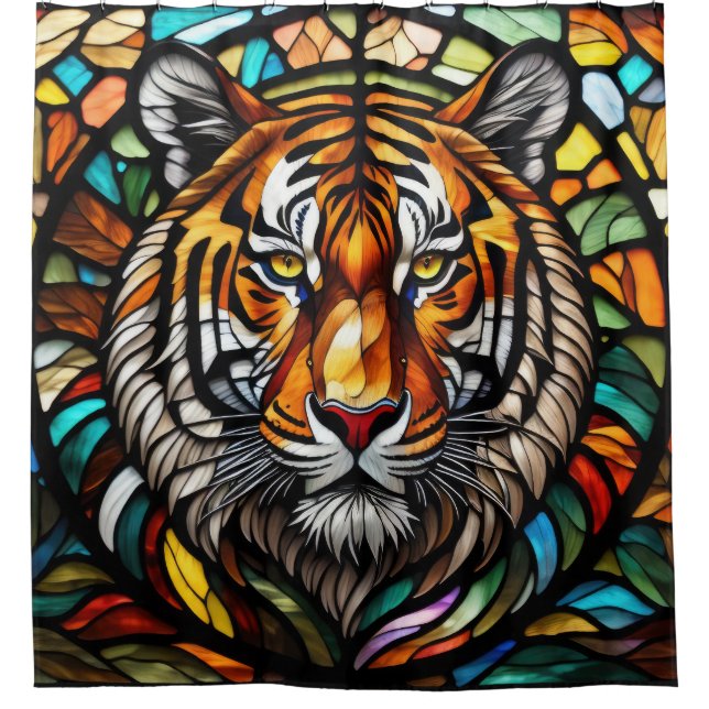Aquarellfarben gestanzter Glass Tiger Duschvorhang (Vorderseite)