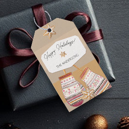 Aquarellfarben Gingerbrot Caramel Tones Geschenkanhänger