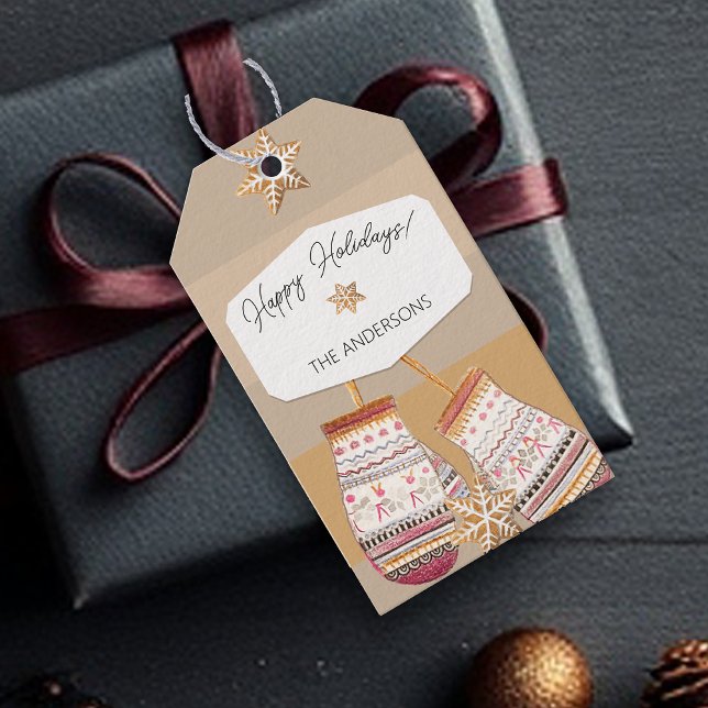 Aquarellfarben Gingerbrot Caramel Tones Geschenkanhänger (Von Creator hochgeladen)