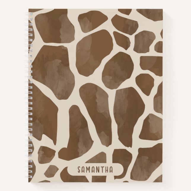Aquarellfarben Giraffe Tierisches Muster Notizbuch (Vorderseite)