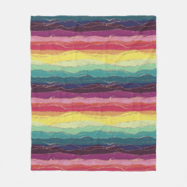 Aquarellfarben Glitzer Regenbogenstreifen Fleecedecke